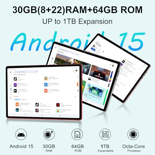 Image of 2026 Tablet 10 Inch Android 15 Tablets with Gemini AI, 30GB+64GB+1TB Expand, Octa-Core Electronics Tablets with Keyboard, 6000mAh, HD IPS Display, 5G WiFi, Split Screen, Widevine L1 - Sliver
