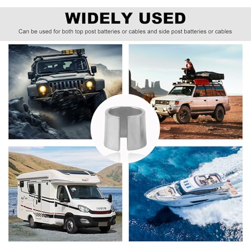 MUQIDA 2 PCS Battery Post Shims, Pure Lead Anode Cathode Sleeves Converter Adapter, Universal Positive & Negative Post Battery Terminal Sleeves for Car Truck, Car Accessories