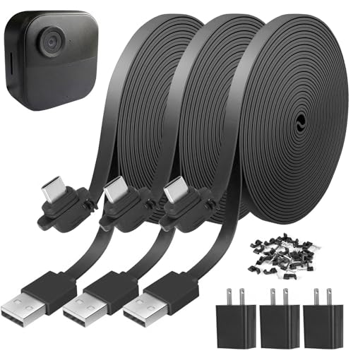 Image of Uogw 3Pack 20ft /6m Power Cable and Adapter Compatible with Blink Outdoor 4 (4th Gen),Weatherproof Outdoor Charging Power Cord,Flat Charging Extension Cable for All-new Blink 4 (4th Gen) Camera