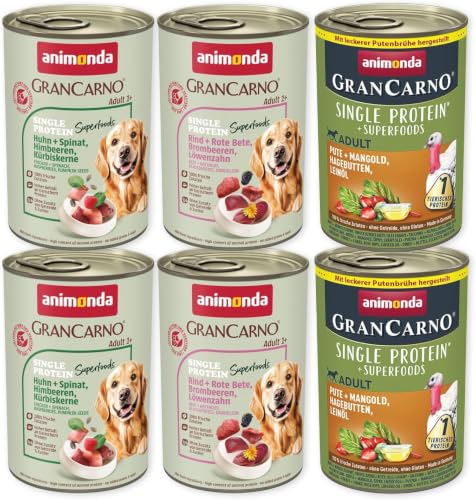 animonda GranCarno Adult Hunde Nassfutter Superfoods Variation (6 x 400g)