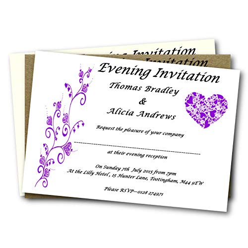 Personalised Handmade Wedding Evening Invitations - Set Of 10 With Envelopes, Modern Style 4 thumbnail image