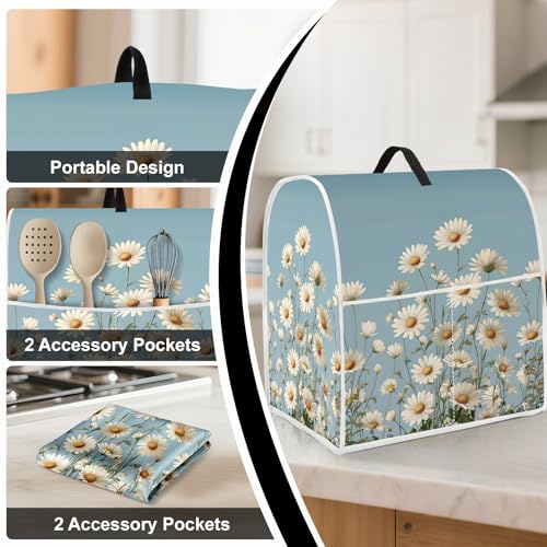 Image of Kitchen Dust Cover Compatible with 4.5 5 6 8 quart Stand Mixer, Kitchen Appliance Protective Covers with Top Handle and Pocket (Coneflower, For All 6-8 qt Mixer)