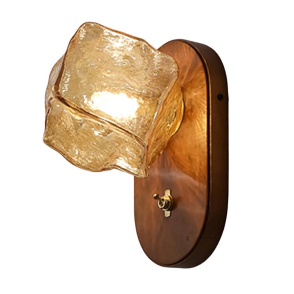 HXYSXHJUO Nordic Industrial Style Wood Glass Wall Light, Creative Single-Head Lamp, G9 Base Wall-Mounted Light Fixtures, Dining Room Dressing Table Aisle Decorative Sconce
