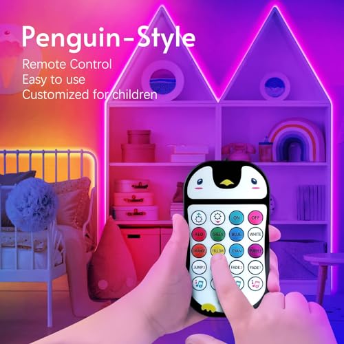 Image of TJOY 90ft Kids Bluetooth LED Strip Lighting, Color Changing Lights for Bedroom, Music Sync RGB Tape Lighting with Child Remote, LED Lights for Room Decor Aesthetic Indoor
