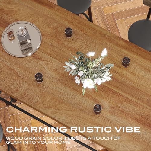 Image of Tribesigns 63-Inch Counter Height Bar Table with Metal Footrest (Light Oak)