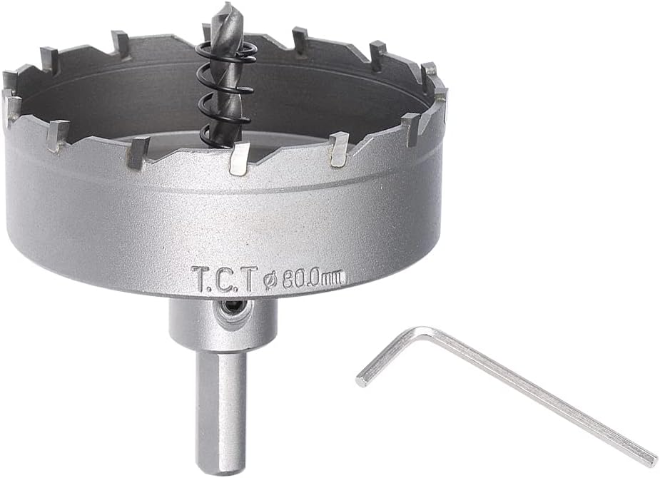 Sourcingmap 80mm Carbide Hole Cutter, Hole Saws for 0.5mm-3mm Stainless Steel 5mm Metal Sheet, Gray - Image 4