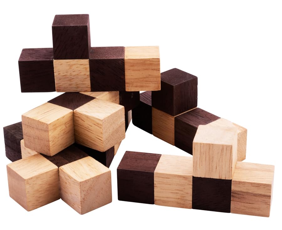 Engelhart - 350190-125 Cubos Rompecabezas de Madera Nivel difícil para Adultos - 25 Piezas - solución en el Juego – 14 x 14 x 14 cm
