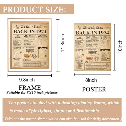 Falamon Framed 50Th Birthday Gifts Card For Men Women, 8X10 Inch Happy Birthday Decorations Poster Or Greeting Cards thumb #1
