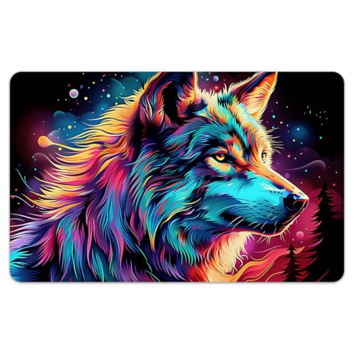 Peacoblue Calcomanía para tarjeta bancaria, diseño de lobo colorido, protector de piel personalizado, 4 estilos, impermeable, a prueba de arañazos y estética, para tarjetas de transporte EBT más