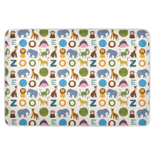 Alfombrilla para pañales de animales de dibujos animados, elefante, león, zoológico, impermeable, lavable, para mascotas, cambiador para niños, adultos, mascotas, 52 pulgadas de largo x 34 pulgadas de