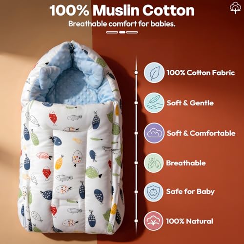 Image of StarAndDaisy 3 in 1 Baby Sleeping Bag /Baby Bedding Set for new Born, Baby Bed for New Born /Foldable & Washable Cotton Design /Comfortable Sleeping Bag for Baby Bed for 0-12 Months (White)