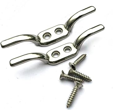 110mm Flagpole Cleats Stainless Steel 316 Bracket Rope Cleat Flag Pole Halyard Rope Cleat Hook Marine Grade,Mounting Screws Included,2Pcs