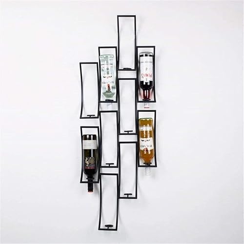 Miniatura 4 de ZESUS Wall Mounted Hanging Wine Bottle Holder Metal Iron Wine Glasses Storage Shelves Easy to Install StorageBlack