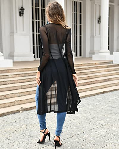 BelleLovin Womens Sexy Sheer Long Sleeve Cardigan See Through Mesh Cover Up4