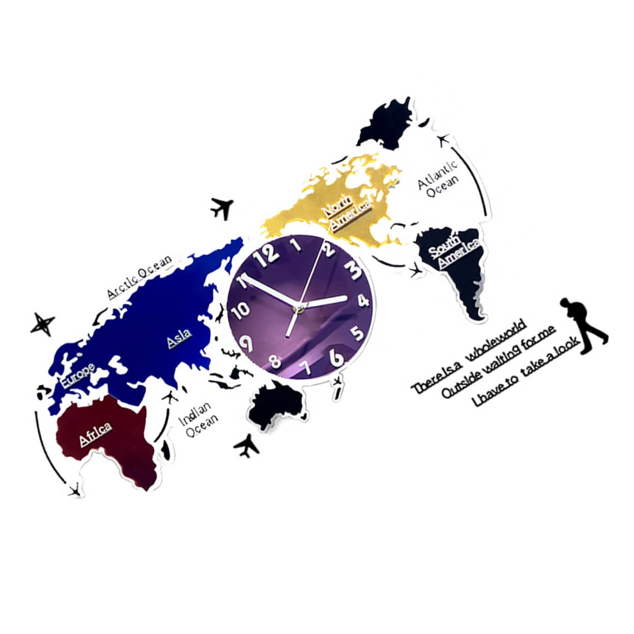 Horloge murale carte du monde silencieuse pour sublimer un grand mur vide