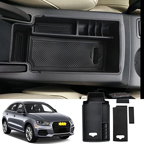 Ruiya Compatible Avec A*udi Q3 8U 2013-2018 Accoudoir Boîte De Rangement, Plateau De Rangement De La Console Boîte De Rangement Pour Console Centrale Accoudoir A*udi Q3 Accessoies
