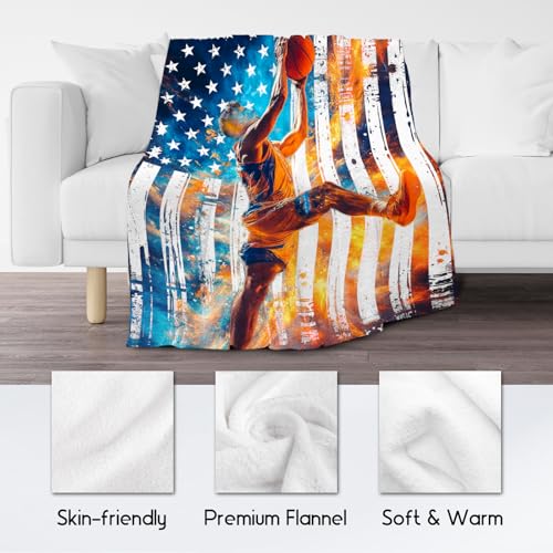 Basketball Blanket for Boys, Kids Blankets Gifts, Sports Theme Throw, Soft Fleece Throw for Couch & Bed, 60"x80"