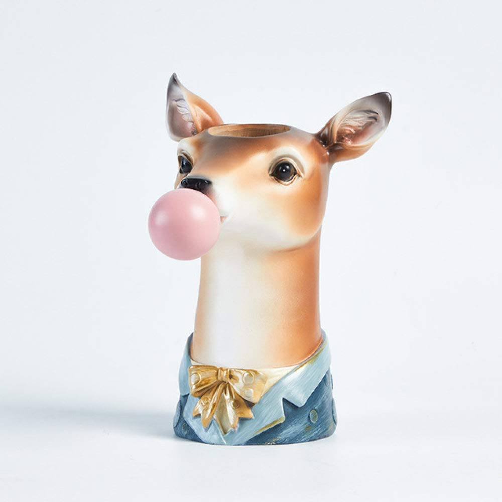 Pot de fleur élégant en résine Mr Deer, sculpture décorative haut de gamme