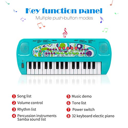 aPerfectLife Baby Piano Keyboard, 32 Keys Multifunction Electronic Kids Keyboard Piano Musical Instrument Toys for 3 Year Old Girls Boys (Blue)