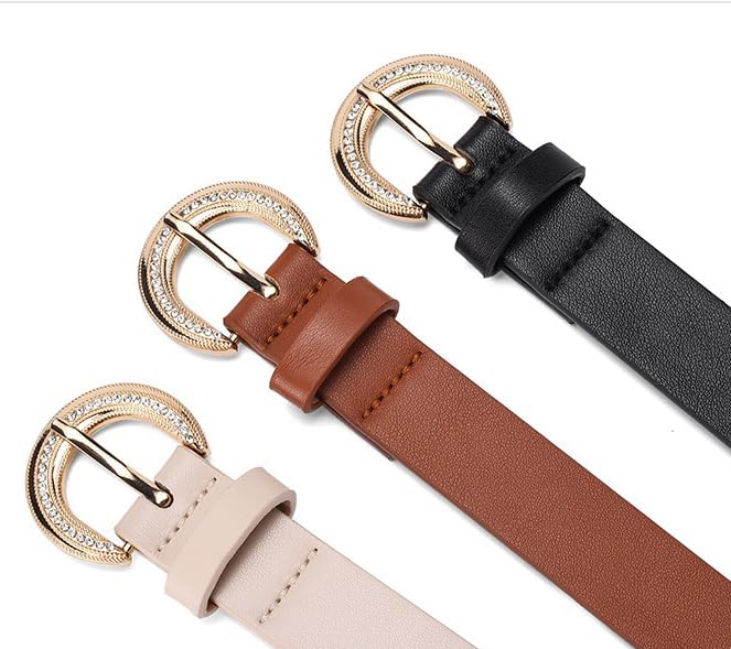 COTIM COYIN Women‘s Skinny Leather Belt Alloy Buckle With Rhinestone for Dresses pants3