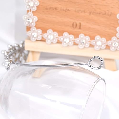 Miniatura 7 de Tiaras y coronas de perlas de diamantes de imitación para mujeres y niñas de flores, accesorios para el cabello Bridgerton para cumpleaños,