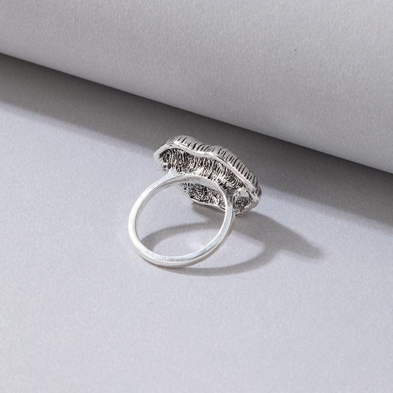 ZDIFDIC Unique Lip Shaped Statement Ring for Women Girls Red Silver Exaggerated Chunky Red Big Mouth Lipstick Kiss Funny Cute Small Lip Shape Promise Finger Ring(Silver), R-22924-PS3