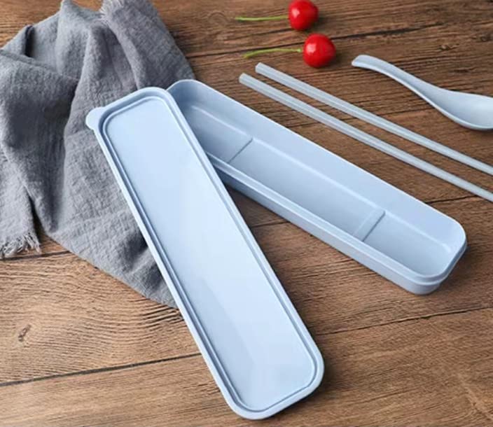 Yueser Boîte à Couverts Portable, 4 PCS Réutilisables Fourchette Cuillères Boîte