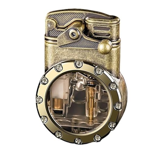 mnopx Encendedor de butano a Prueba de Viento, Recargable, con Ventana de Combustible Visible, Llama de Doble Chorro Ajustable, Ideal para Navidad, San Valentín y el Día del Padre(Yellow1)