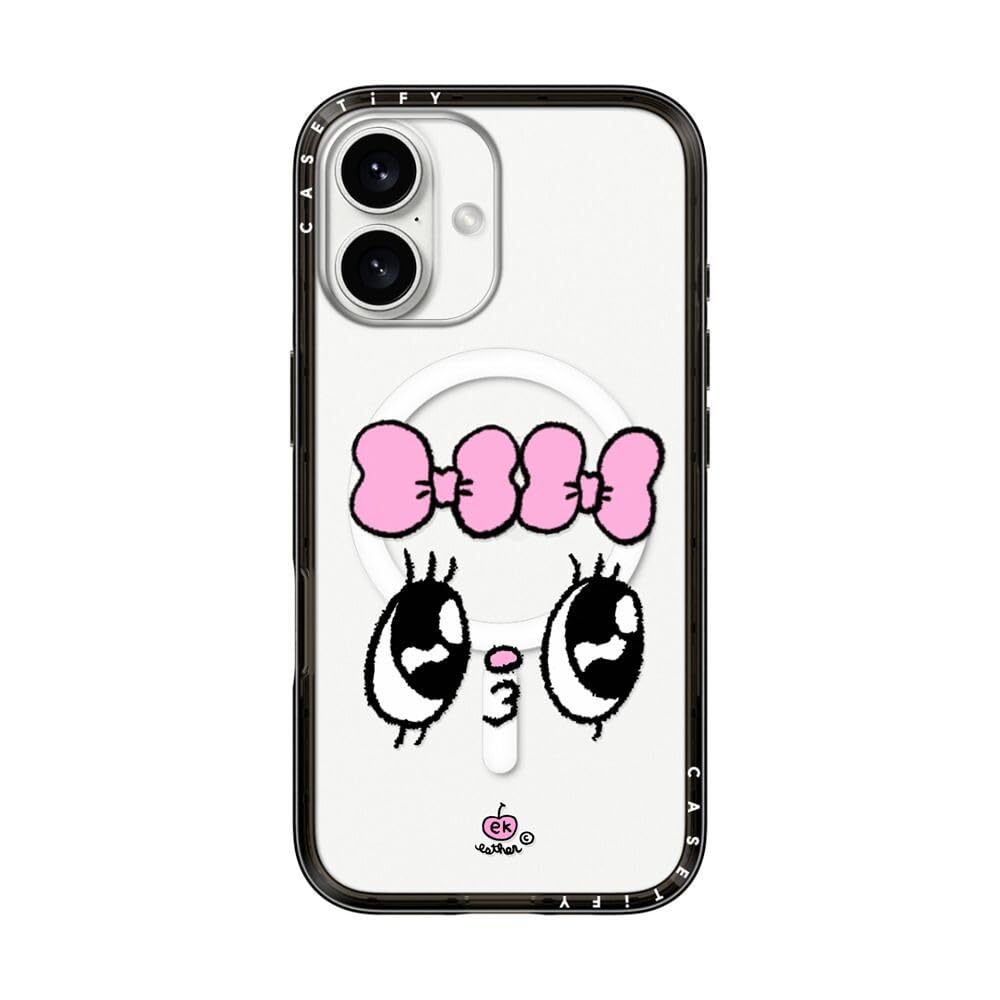 CASETiFY コンパクト iPhone 16 ケース [MagSafe対応/薄型 軽量/耐衝撃] - Kisses for who? - ブラック