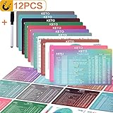 Keto Cheat Sheet Magnets 12 PCS, Ketogenic Diet Books for Beginners of 190 Ingredients Keto Food, Refrigerator Magnets Keto Products With Fibers, Net Carbs, Fat, Protein and Calories in One