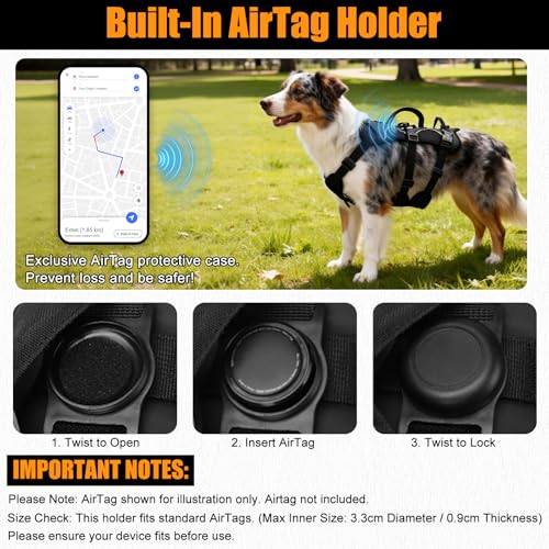 Ledeak Arnés para Perros a Prueba de Escape, Arnés de 3 Puntos Antiescape Antitirones, Chaleco Reflectante Ajustable con Mango, Chaleco Acolchado Ajustable para Perros Medianos y Grandes (Negro, XL) - imagen 9