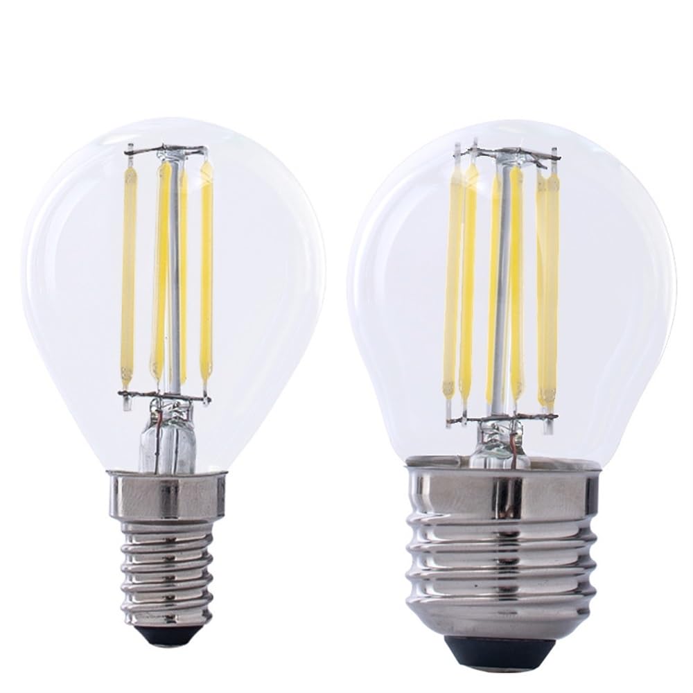 HongHeFu, Paquete de 24, lámpara de filamento LED G45 AC220V 4W/6W Edison Retro personalidad creativa bombilla Led luz decorativa(Warm White 3000K,E27-4W)