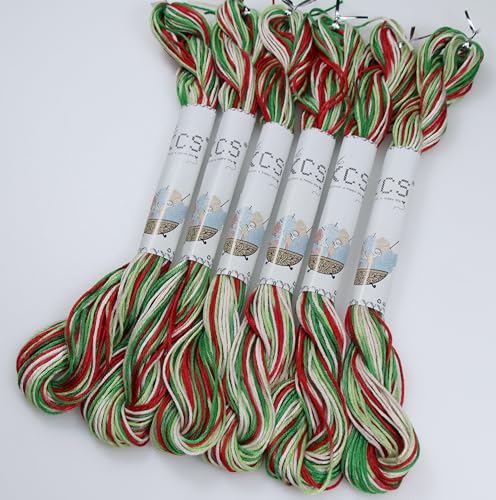 Image of KCS Big skeins of 25 Meters Size 25 Color Variegated Cross Stitch Stranded Threads,6 skeins,4520