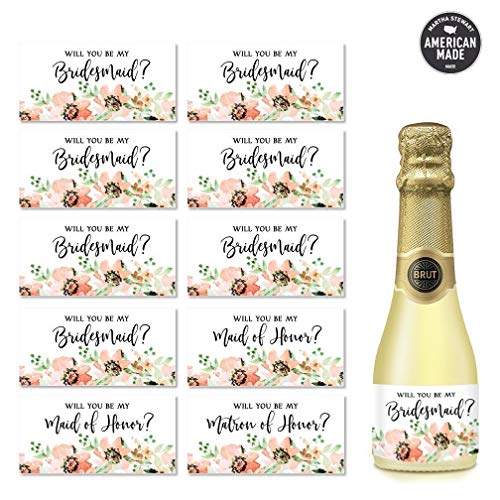 Digibuddha Will You Be My Bridesmaid? Set Of 10 Mini Champagne Labels Bride Proposal Asking Sister thumb #3