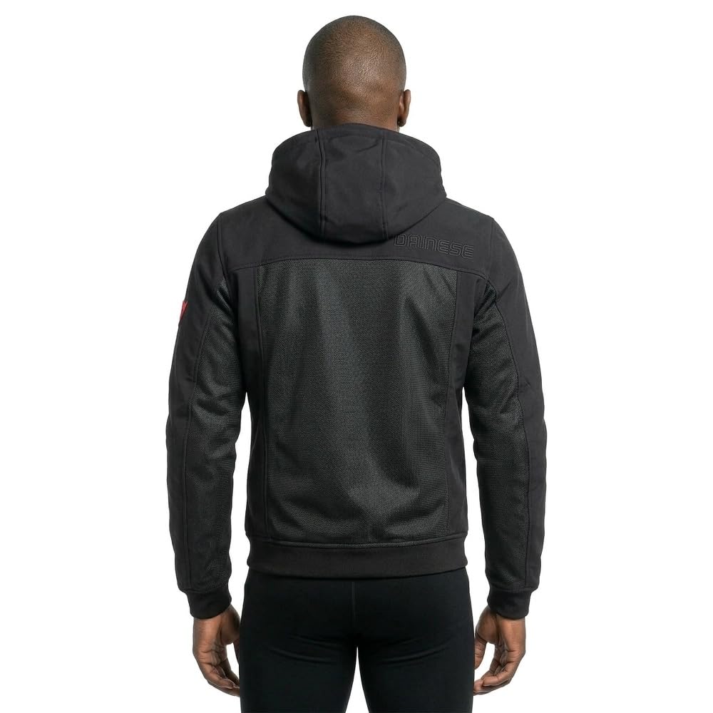 DAINESE Vintedge Air Tex Jacket, Giacca da Moto con Cappuccio, Nero con Strisce Rosse e Blu (IT, Numero, 48, Regular, Regular, Standard, BLACK/BLUE/RED)