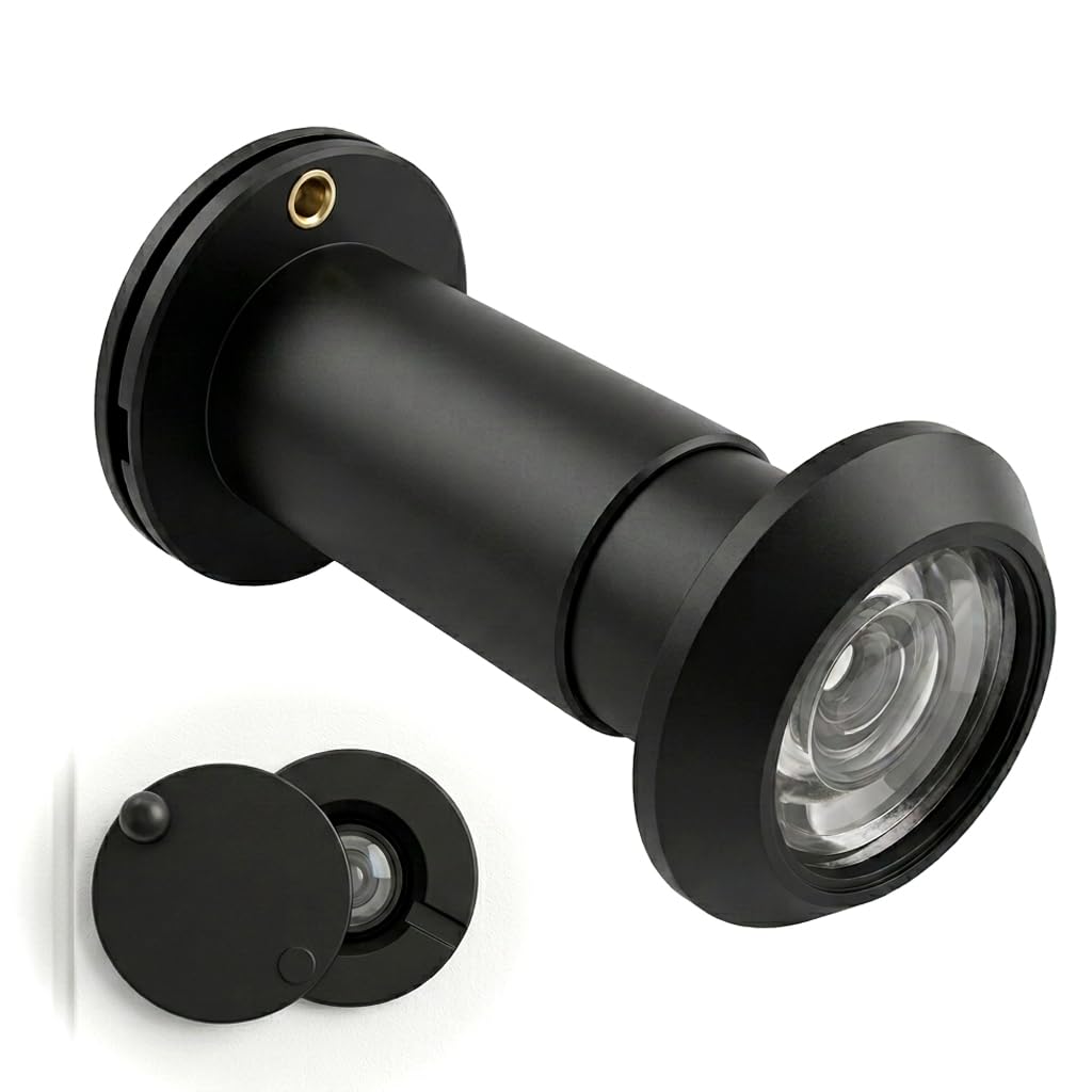 Door Viewer Spy Hole for Front Doors Adjustable Length 35-60mm, Black