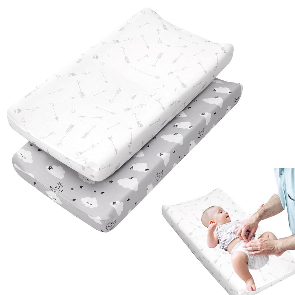 Oaygat 2 Pack Baby Diaper Changing Pad Cover Elastic Cradle Mattress Sheets Nursery Changing Mat Cover Changing Changing Mat Covers Sheets (Cover Only