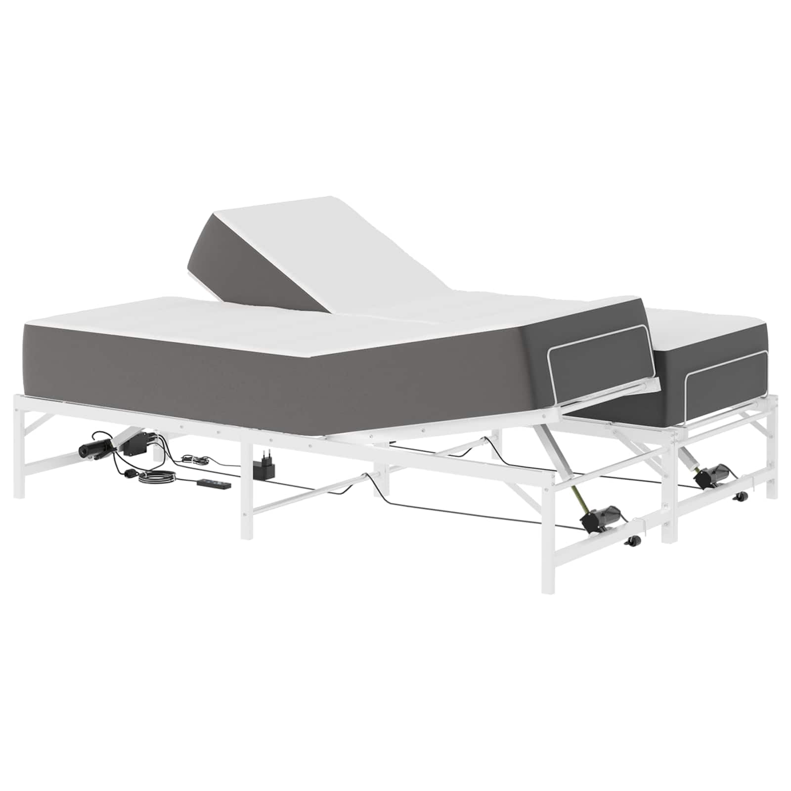 Eléctrico Ajustable Cabecera y Pie Control Remoto Acero Blanco 190 x 141 cm