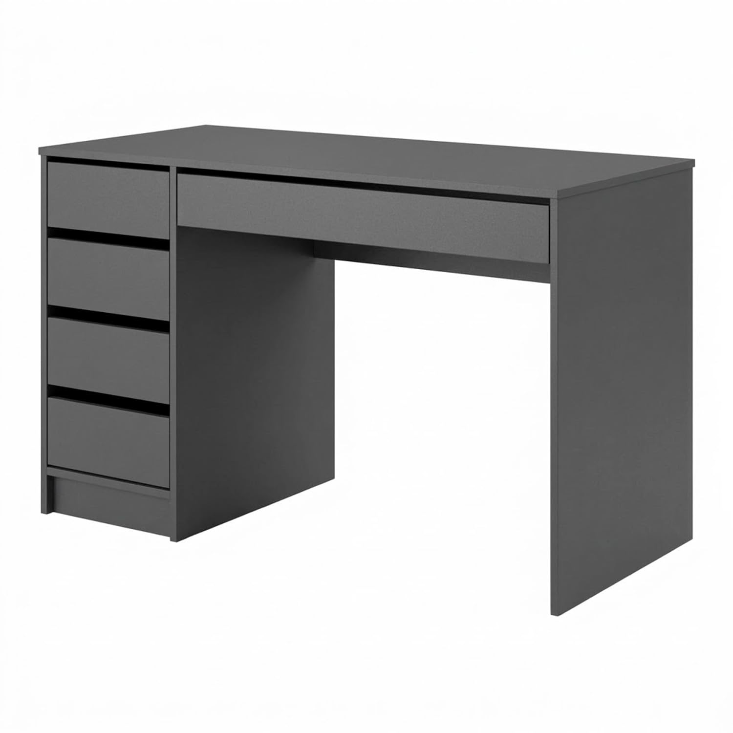 Bricozone Scrivania Moderna 120 Cm Con 4 Cassetti E Cassettone Centrale Design Senza Maniglie Montaggio Reversibile Per Ufficio Studio E Smart Working Struttura Resistente 120x75x55 Cm (Antracite)