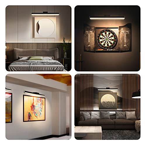 Hordcin 22" Wireless Picture Lights, Dimmable/Timer Off Dartboard Light, Rechargeable Led Wall Light With Remote Control, 3 Lighting Modes Art Light For Dartboard Artwork Frame Portraits Black-2 Pcs) #TOP5
