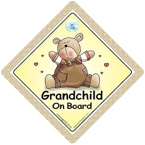 Grandchild on Board Car Sign, Grandchild on Board, Baby On Board, Baby on Board Car Sign, Unisex Baby on Board, Brown Bear Car Sign, Baby Sign, Car Sign, Baby On Board, Baby Car Sign, Bumper Sticker, Grandchildren Car Sign Cover
