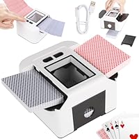 Wiederaufladbar Automatischer Kartenmischer für 2 Decks, Geräuscharm Elektrischer Kartenmischer mit Auto & Manuell, Tragbar Kartenmischmaschine für UNO Romme Phase 10 Skip-bo etc Karte (Weiß)
