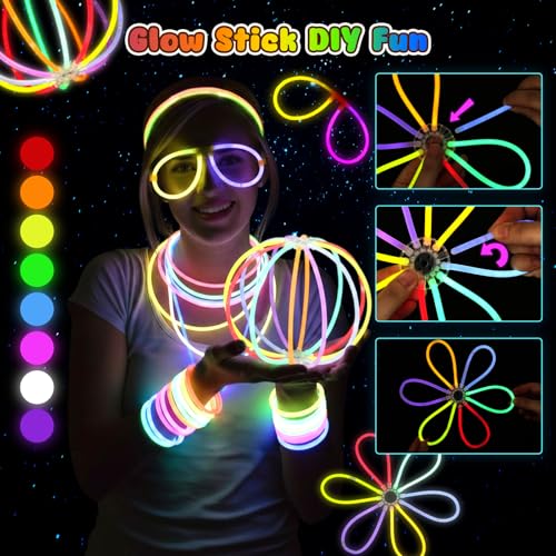 LovesTown 260PCS Glow in the Dark Party Supplies for Kids Adults, Light up Party Favors with LED Glasses Glow Sticks Bulk Finger Lights Light up Rings for Goodie Bags Fillers Raves Accessories - Thumbnail 6