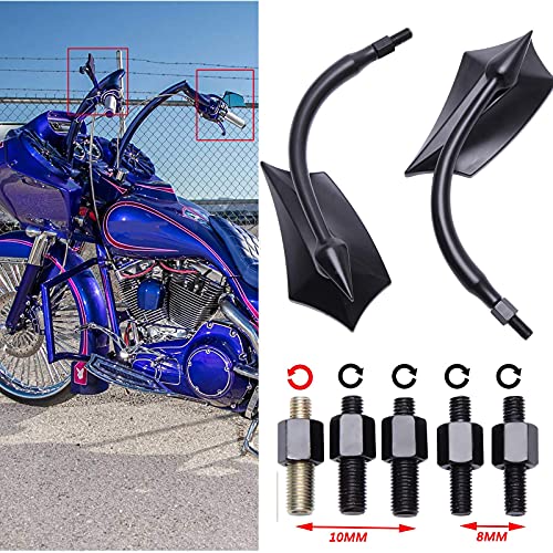 Image of JMTBNO Black 8mm Motorcycle Rear View Mirrors Fits For Road King Street Glide Softail Electra Glide Road Glide Dyna Softail 1982-2018 2019 2020