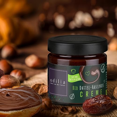 Premium Bio Dattel Haselnuss Creme 6 Stk. - Ohne Zusatz von raffiniertem Zucker & Ohne Palmöl - Vegan - Gluten- und laktosefrei I Ohne Konservierungsstoffe