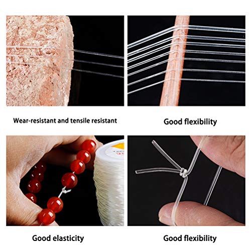 TIMESETL 0.5mm Elastic String for Bracelets, Clear Stretchy Bracelet Cord Beaded Line, Elastic Bracelet Rope Crystal Beading Cords Threads for Jewelry Making, Bracelet Making - 328 Feet