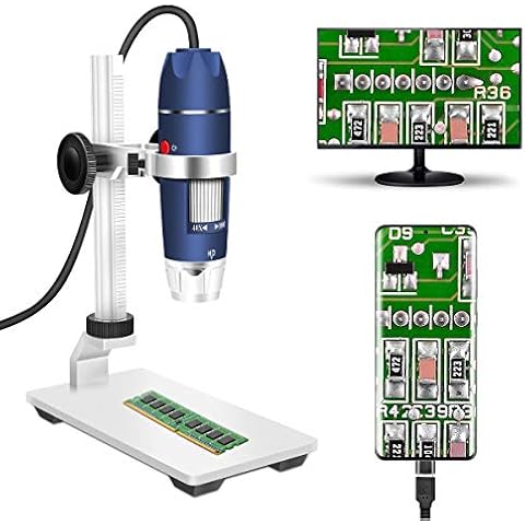 USB Digital Microscope Camera, Jiusion 40-1000X Portable Magnification Endoscope 8pcs LED with Adaptor Professional Stand, Compatible with Mac Windows XP 7 8 10 11 OTG Android Cover