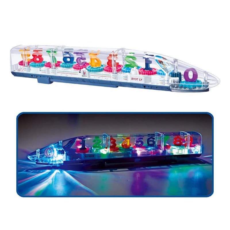 Kidoyz Concept Transparent 3D Gear Toy Train for Kids with Music, Flashing Lights & Bump and Go Action | Moving Gears Educational Toy Train | Battery Operated Musical Toy for Boys & Girls