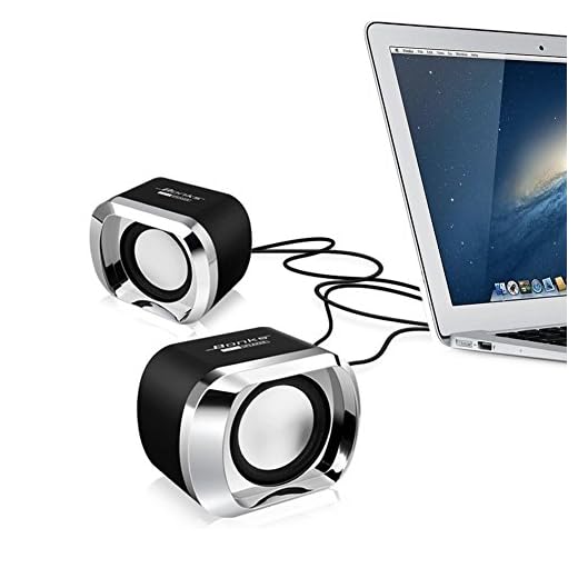 Computer Speaker BeBomBasics SP20 USB Powered Multimedia Small Desktop Speaker with Stereo Sound for Laptops and PC or TV,3.5mm Black