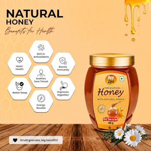 Image of ANP BEE Raw Natural Honey 300gm (100gm x 3), Pure NMR Tested Unprocessed Premium Quality Original Multiflora Madhu /Shahad I Supports Weight Loss, Good for Heart Health I Plastic Bottle